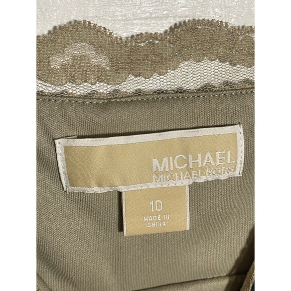 Michael Kors Black Tiered Silk Slip Dress Lace Sheer Tan Y2K 90s Size 10 - Picture 4 of 16